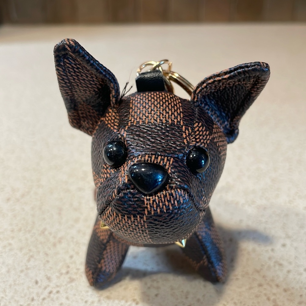 NEW LUX Inspired Vegan Leather Frenchie Dog Bag Charm/Key Chain - Picture 2 of 7